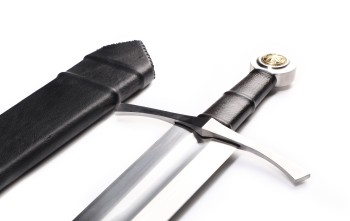 "Schattenstahl"  – épée fonctionnelle à une main avec lame en acier à ressort et fourreau en cuir cousu main