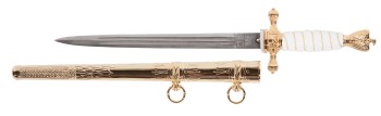 German Navy officer's dagger with metal scabbard M1929, damascus steel blade