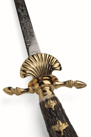 German Hunting Dagger with scabbard Antique silverplated, varnished finish