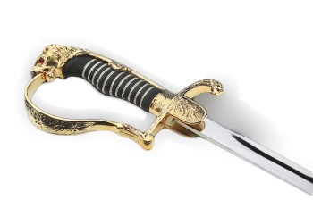 German Army Lionhead Officer Saber without blade etching / nickelplated steel scabbard 2 Rings