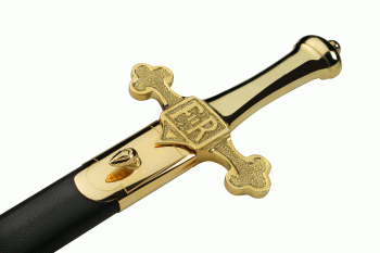 Espada de baterista/clarín británica M/1895 con vaina chapado en oro de 24 kilates