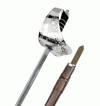 Espada de oficial de patrón de infantería británica (patrón de 1897) EIIR hoja de acero inoxidable - recomendado