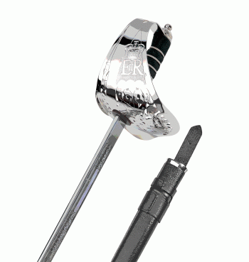 Épée d'officier de modèle d'infanterie britannique (modèle 1897) EIIR Lame en acier au carbone nickelé / Avec EIIR