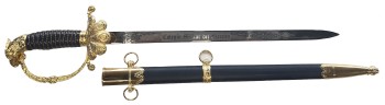 Bolivie, dague de l'Académie de l'Armée avec fourreau en cuir, plaquée or 24 carats, édition limitée