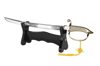 WKC Deluxe Champagne saber, 24 carat goldplated, with victoria etching