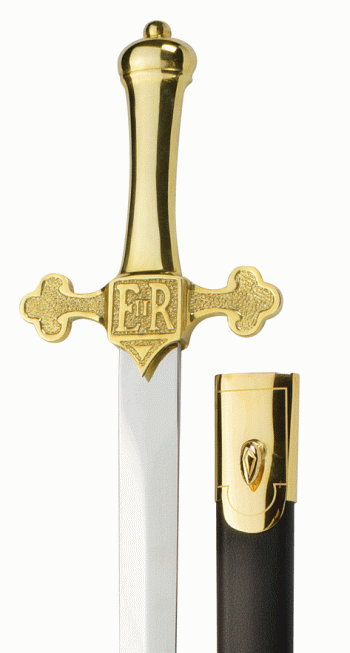 Espada de baterista/clarín británica M/1895 con vaina chapado en oro de 24 kilates