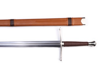 "Morgenlicht" - Funktionelles Schaukampf Mittelalter Zweihandschwert mit Scheide, scharf geschliffene Klinge