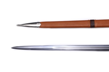 "Morgenlicht" - Funktionelles Schaukampf Mittelalter Zweihandschwert mit Scheide, scharf geschliffene Klinge