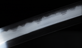 Lotus Katana with differentially hardened folded damascus steel blade