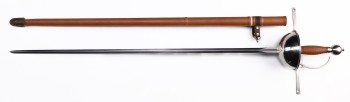 "Königswacht" - Funktionelles fulltang Rapier mit Scheide - scharf