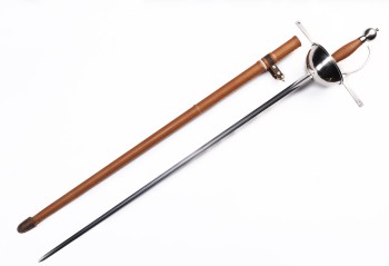 "Königswacht" - Funktionelles fulltang Rapier mit Scheide - scharf
