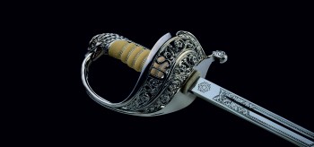 Officier de l'armée américaine Sabre Premium poignée noir / lame 28" / 710 mm