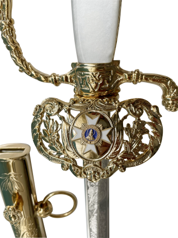 St. Silvester Order Sword with scabbard, 24 carat goldplated