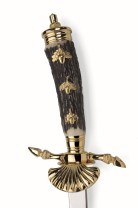 German Hunting Dagger with scabbard, 24 carat gold plated