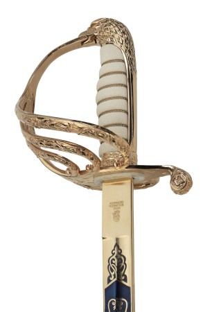 USA, All Officer Sword (Army and Air Force) with scabbard, M/1902, gold/blue blade 30" / 760 mm