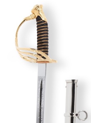 Sabre d'Officier de Cavalerie Belge ERM avec fourreau en acier, avec gravure Français