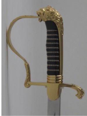 Sabre à tête de lion avec garnitures et fourreau nickelées, 1 anneaux, 104 cm