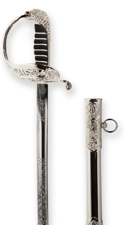 Officier de l'armée américaine Sabre Premium poignée noir / lame 28" / 710 mm