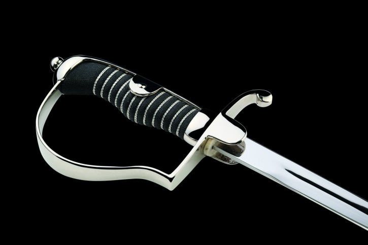 German cavalry saber (Blüchersäbel) without blade etching / black steel scabbard with 2 Rings