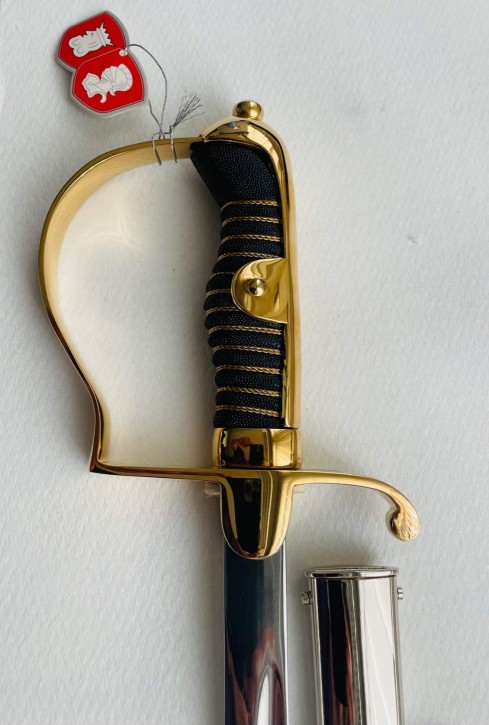 German cavalry saber (Blüchersäbel) goldplated, with steel scabbard nickelplated steel scabbard 1 Ring