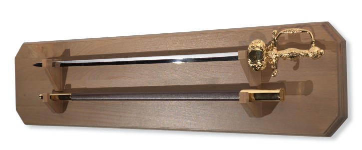 Placa de espada de madera maciza para 1 espada con vaina