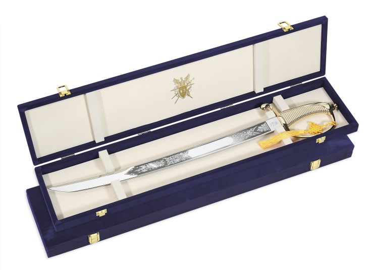 WKC Deluxe Champagne Saber, with Victoria Champagne Saber Etching / brass-colour lacquered