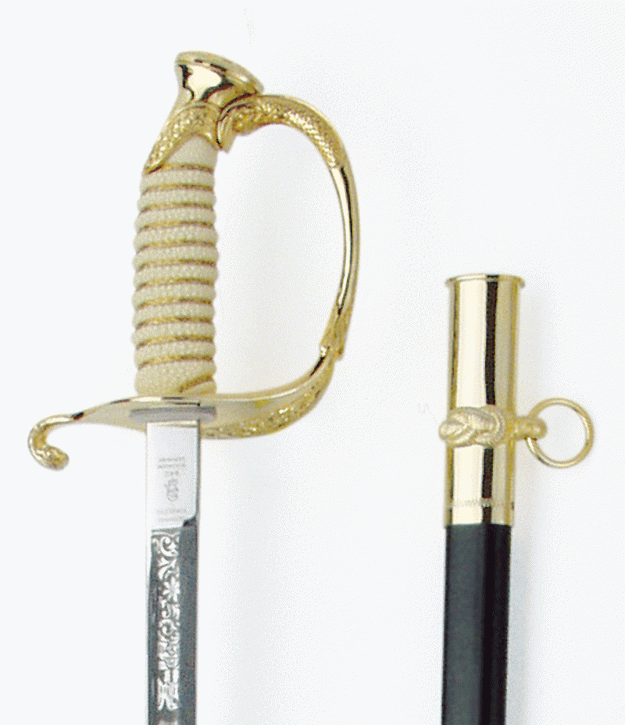 République dominicaine, épée d'officier de marine avec fourreau, longueur 32 "/ 810 mm