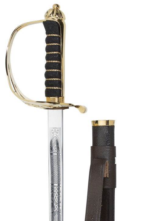 Irish Army Infantry Sword with brown leather scabbard