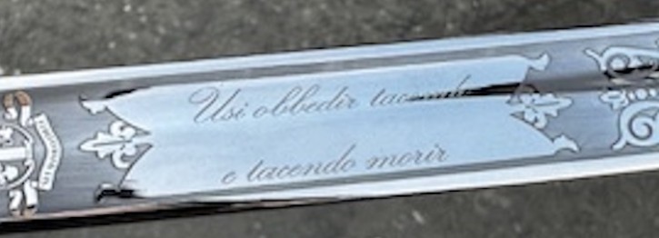Laser engraving of graphic or text file on blade frontside