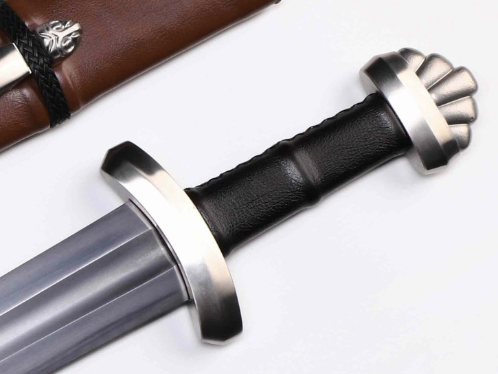 "Runenstahl" - Funktionelles Wikinger Schwert mit Scheide, scharf geschliffene Klinge