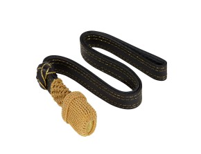 Sword knot, gold with black leather strap
