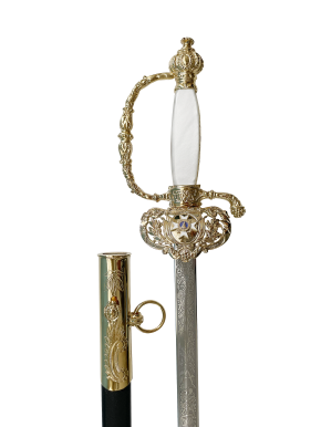 St. Silvester Order Sword with scabbard, 24 carat goldplated